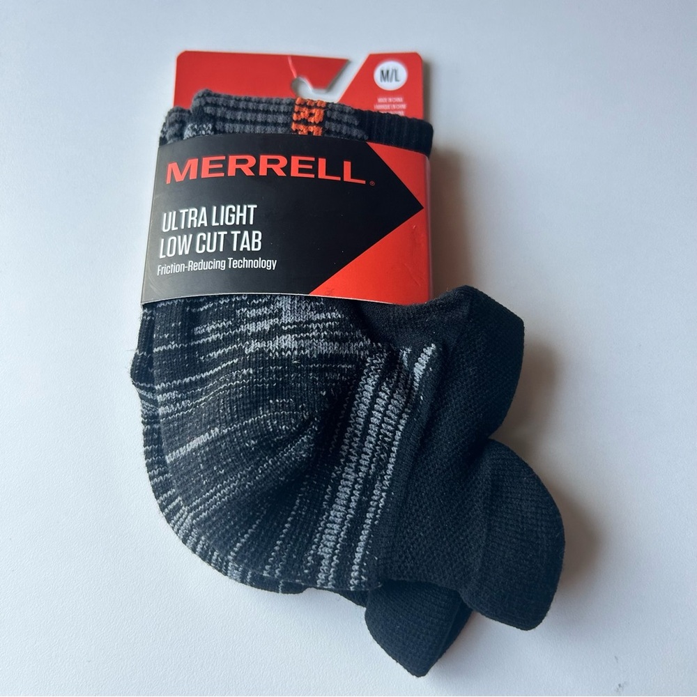 Merrell Ultra Light Low Cut Tab Friction Reducing Technology Socks Black
